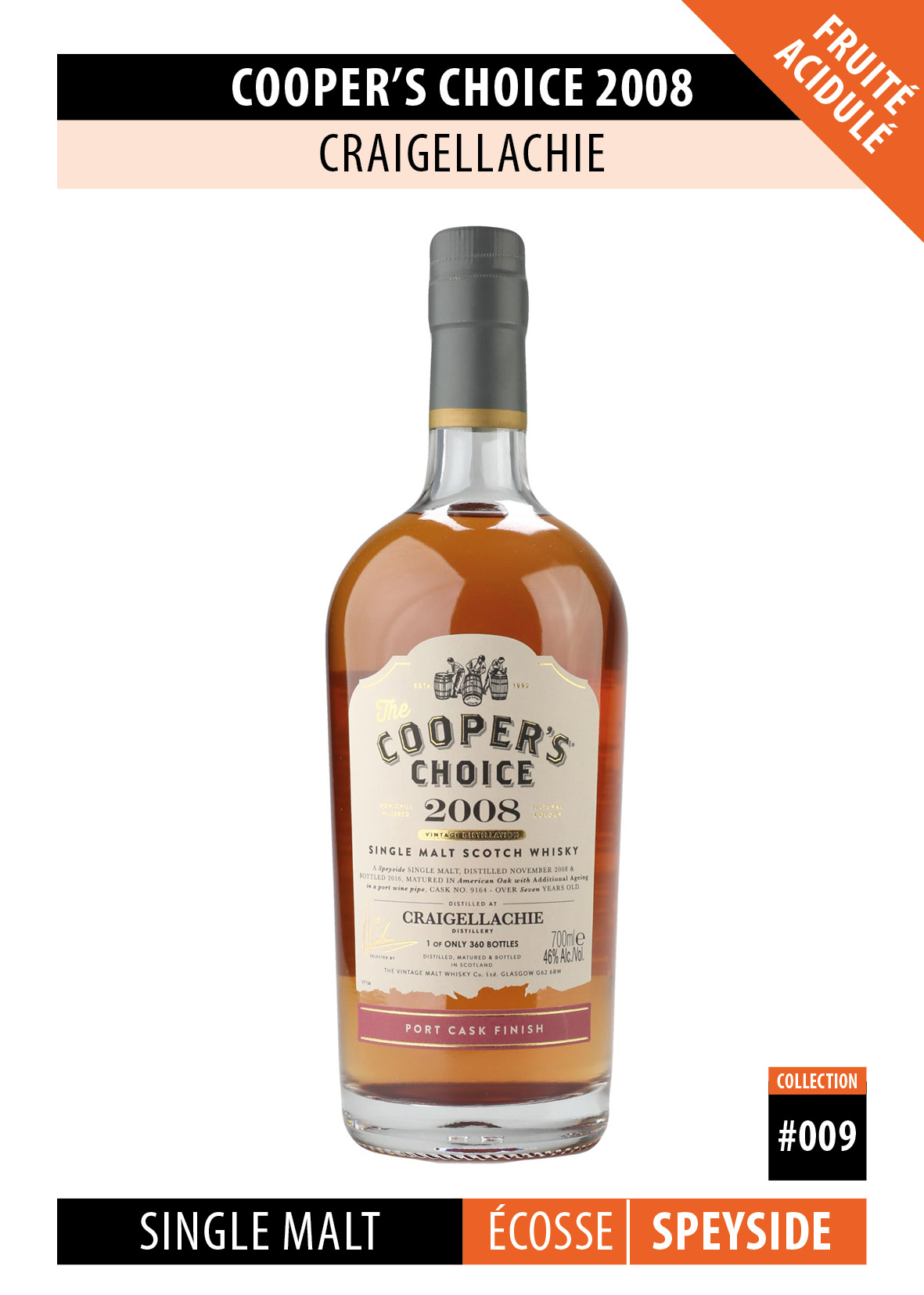 Fiche Dégustation Whisky : Cooper’s Choice 2008 – Craigellachie